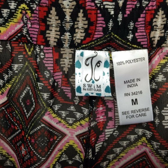 TC SWIM Women's Swim Pants Sheer Red Black Geo Loose Fit Swim Cover Up Pants Med - Picture 4 of 4